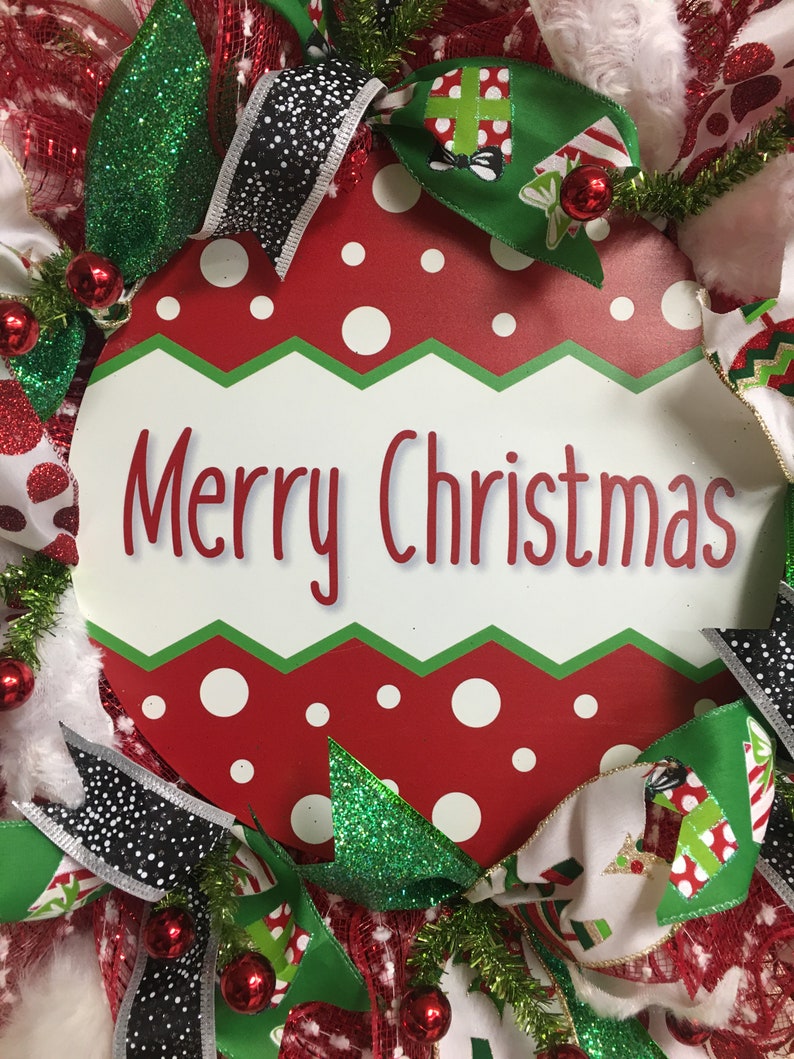 Whimsical Merry Christmas Wreath Christmas Decor Christmas Wreath Merry Christmas Ornament Wreath Holiday Wreath Holiday Decor