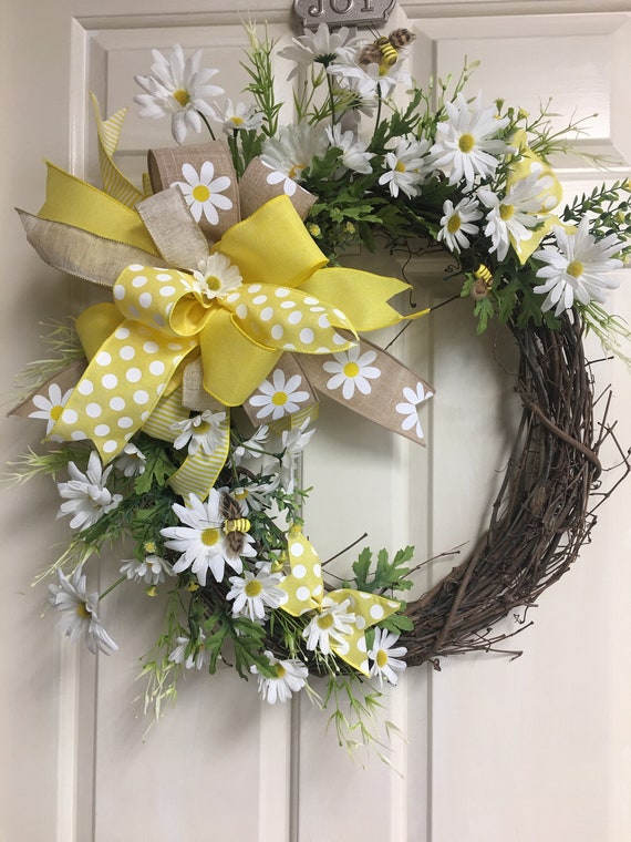 Spring Daisy Wreath, Floral Wreath, Spring Wreath, Farmhouse