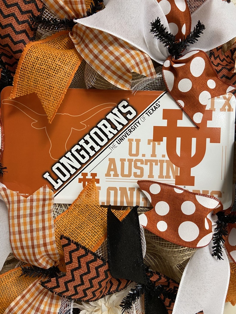 Longhorns Ribbon UT Wreath, University of Texas Wreath, College Wreath, Longhorn Wreath ...