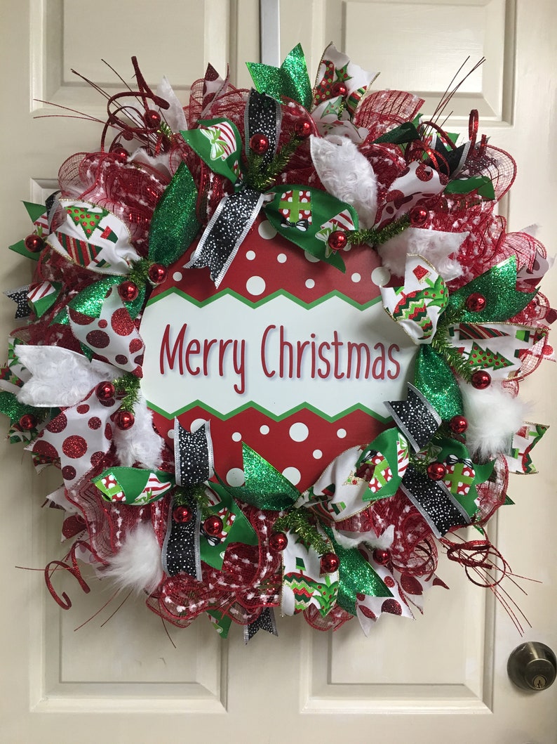 Whimsical Merry Christmas Wreath Christmas Decor Christmas Wreath Merry Christmas Ornament Wreath Holiday Wreath Holiday Decor