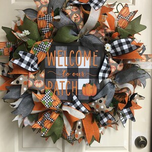 Couronne de bienvenue d’automne, Couronne d’accueil d’automne, Couronne de bienvenue de citrouille, décor d’automne, décor d’automne, couronne de porte d’avant, couronne de pays