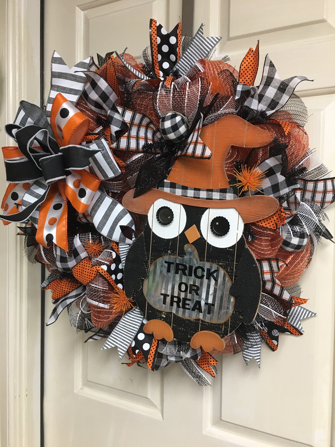 Owl Halloween Wreath Owl Trick or Treat Wreath Halloween Etsy