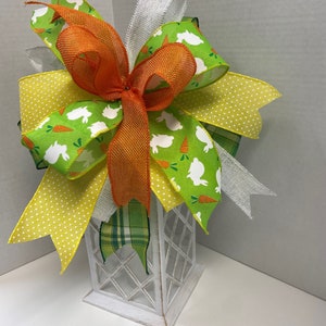 Easter Bow, Bunny Bow, Rabbit Lovers, Spring Bow, Lantern Bow, Wreath Bow, Gift Bow, Centerpiece Bow, Green Bow, Wired Ribbon Bow