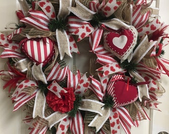 Valentine Wreath, Heart Wreath, Rustic Wreath, Rustic Decor, Country Wreath, Country Decor, Farmhouse Wreath, Farmhouse Decor, Door Wreath