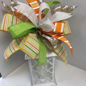Easter Bow, Spring Bow, Bunny Bow, Rabbit Lover, Lantern Bow, Wreath Bow, Centerpiece Bow, Gift Bow, Orange Bow, Wired Ribbon Bow