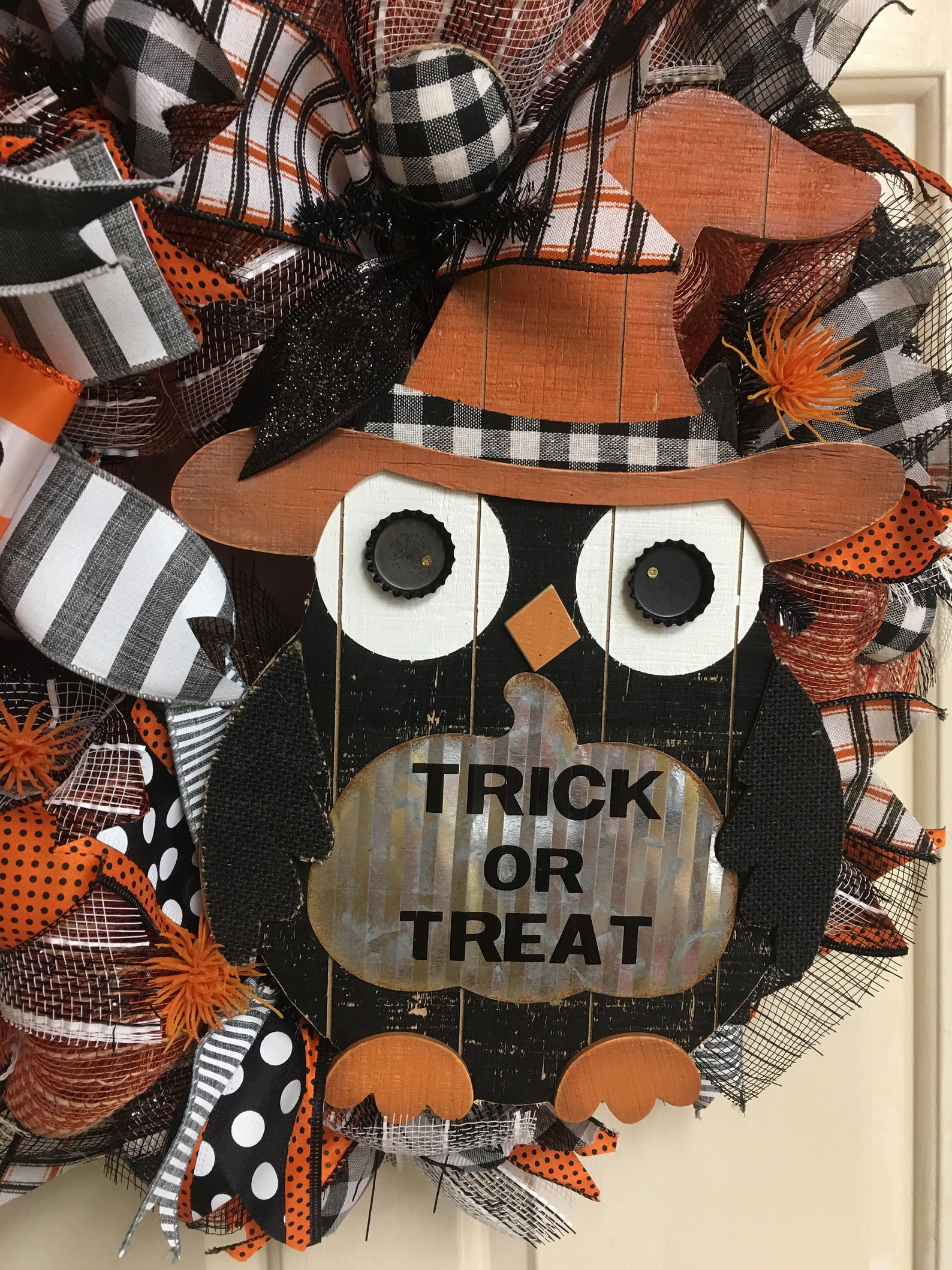 Owl Halloween Wreath Owl Trick or Treat Wreath Halloween Etsy