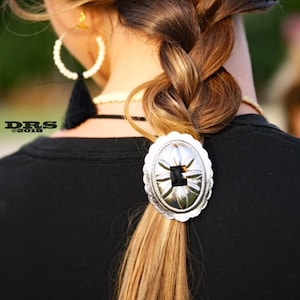 Hair tie  -  Concho hair tie  - Western hair tie - Western concho - Hair Accessories  - Boho hair tie - Western accessories - Ponytail tie
