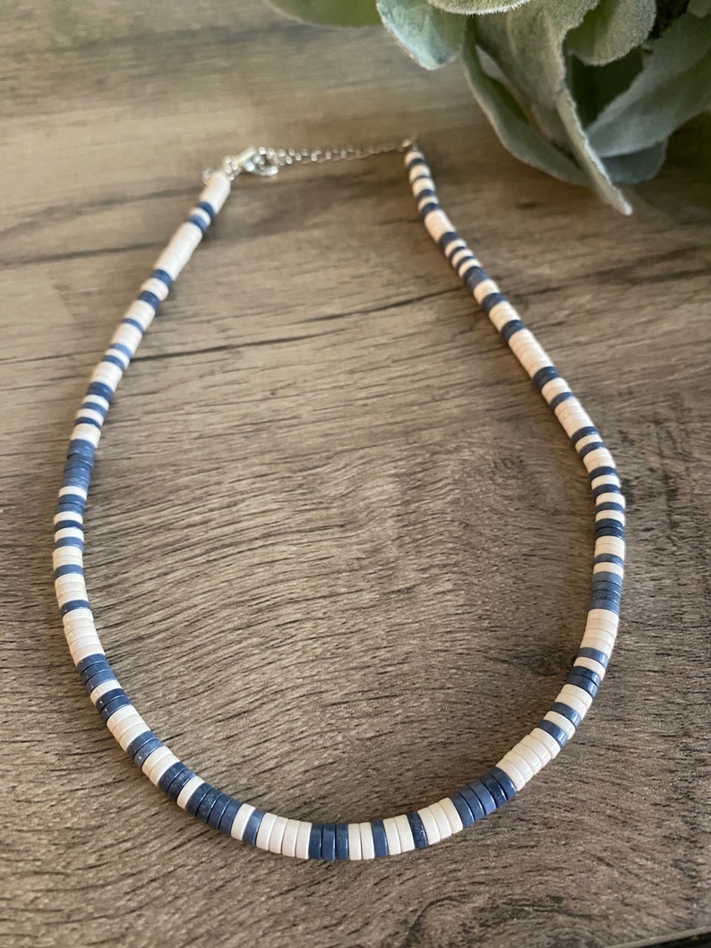 chic choker Agathe beads gift for her women necklace fall season Navy and white Agathe choker Beaded choker