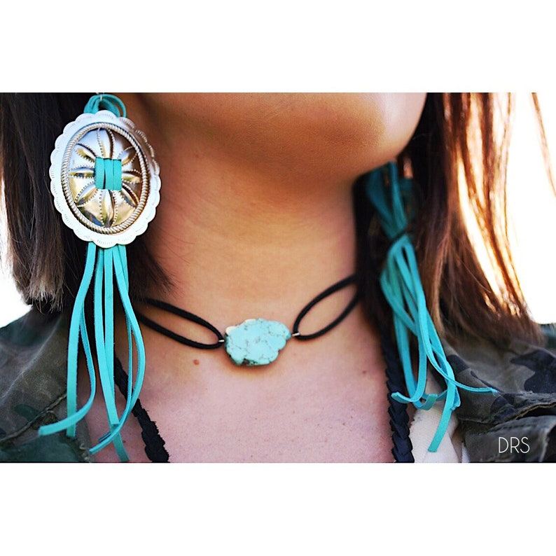 Fringe Earrings Leather Earrings western Jewelry Concho Etsy