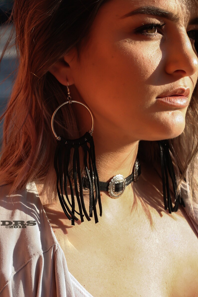 Fringe Hoop Earrings Leather Fringe Earrings Western Etsy Canada