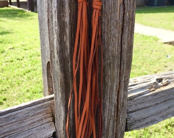 Long Leather Earrings- Brown -Leather Fringe Earring - Boho Earrings - Fringe Earrings - Tassel Earrings - Western Jewelry- Western Earrings