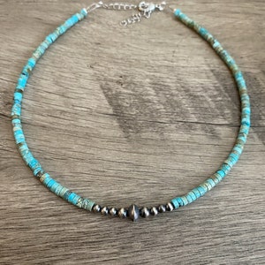 Sterling Silver Pearls and Composite Turquoise Choker - 14 inches - best seller - turquoise - western jewelry choker
