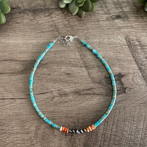 Vibrant Choker Navajo Pearls, Spiny Oyster and Composite Turquoise ...