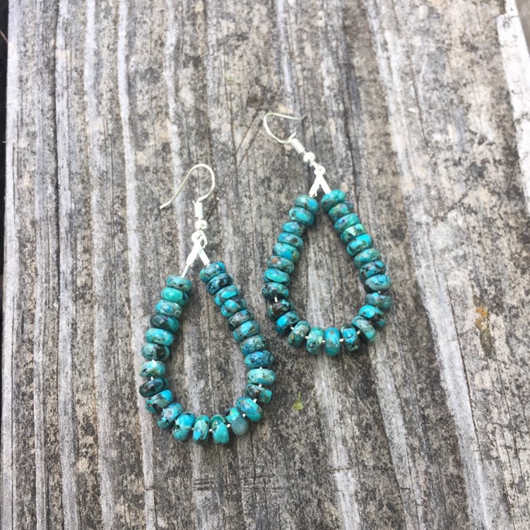 Real Turquoise Jewelry western Jewelry Teardrop Earrings | Etsy