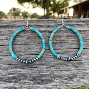 Real navajo pearl hoop earrings  western Jewelry -Hoop Earrings -Woman Jewelry - Boho jewelry - beaded earrings -  christmas gift
