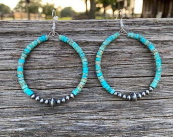 Real navajo pearl hoop earrings  western Jewelry -Hoop Earrings -Woman Jewelry - Boho jewelry - beaded earrings -  christmas gift