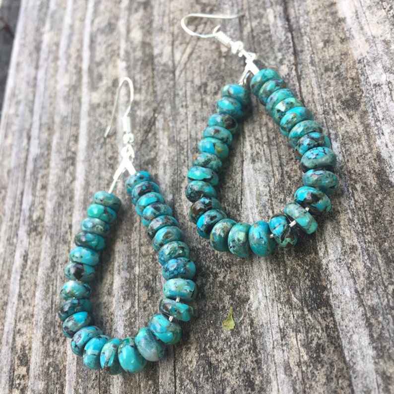 Real Turquoise Jewelry Western jewelry Teardrop earrings | Etsy