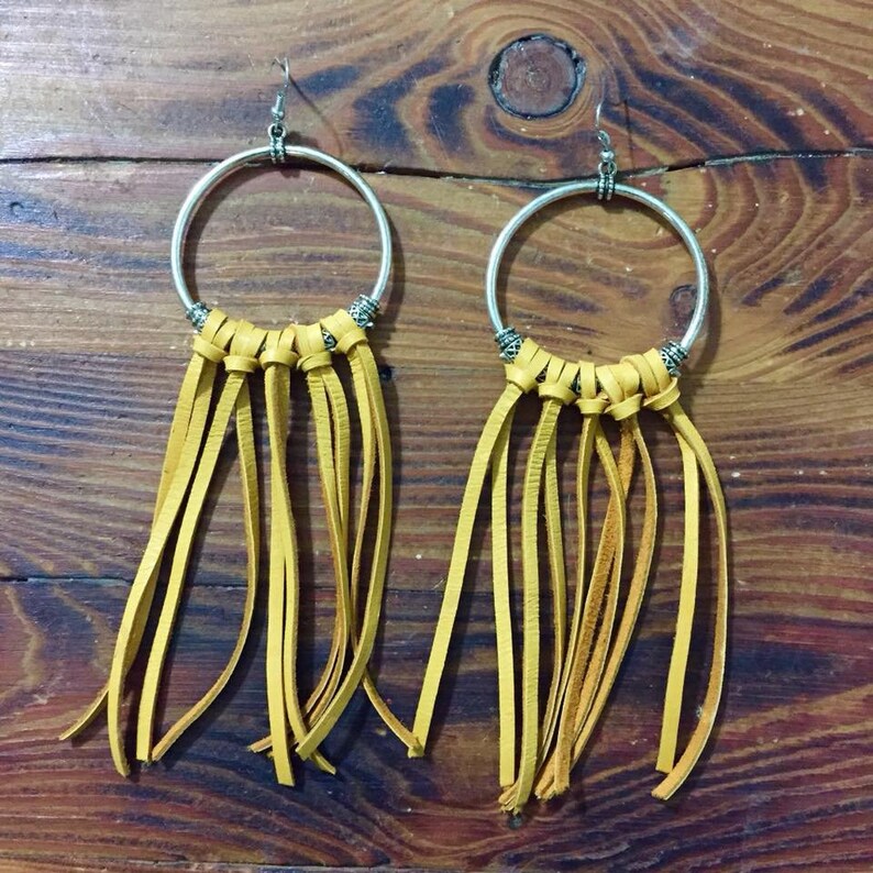 Leather Fringe Earrings fringe Hoop Earrings Western Jewelry Etsy Canada
