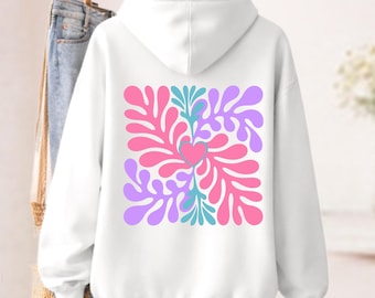 Retro Boho Hoodie Summer Vibes Beach Hoodie  Wavy Wildflower Hoodie for her Cottagecore Sweatshirt
