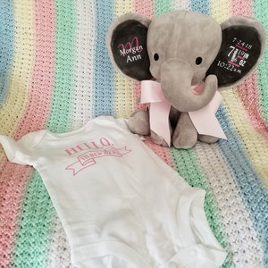 Baby Stat Elephant with baby bodysuit