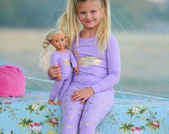 Girls and Dolls 4 piece matching Swan Pyjama set