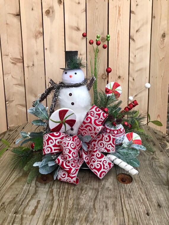 Snowman Centerpiece Snowman Table Decor Christmas Etsy