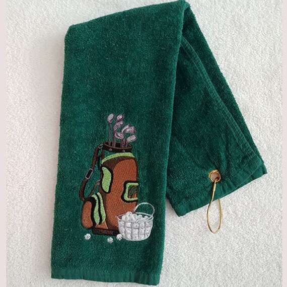 Golf Towel With a Golf Bag Design Etsy