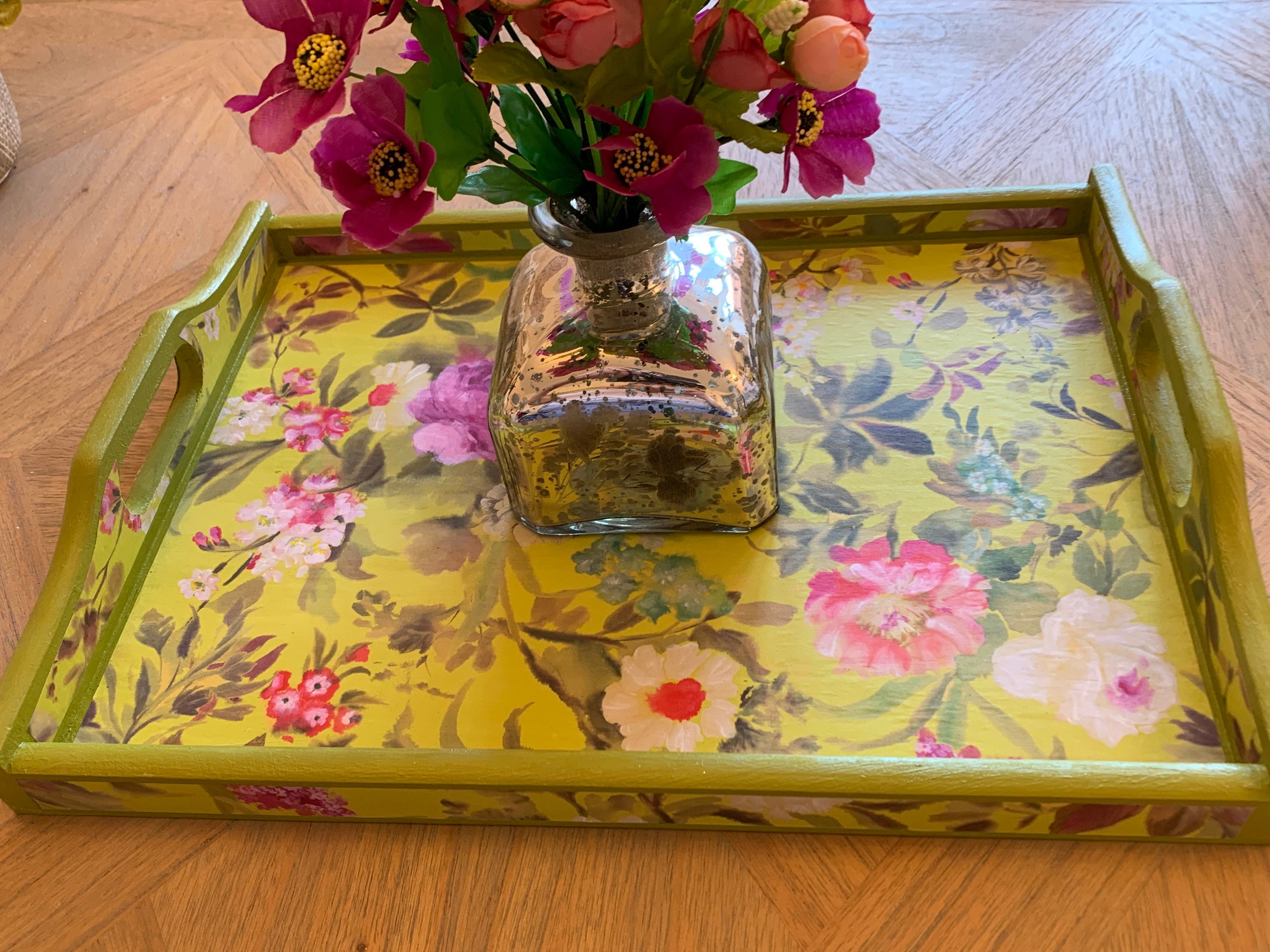 Precious Garden Tray. Large Decoupage Wooden Serving Tray Etsy UK