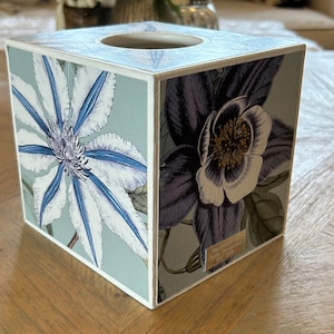 Blue Haven handmade and painted Tissue Box.  Decoupaged tissue box cover, tissue box, tissue cover