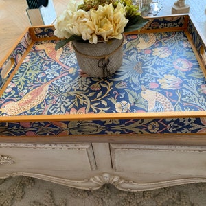 Duchess of Perismon William Morris, Vintage Decoupage wooden serving tray, breakfast tray, coffee table tray, ottoman tray, footstool tray