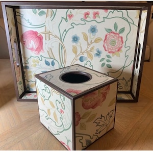 Cotswold -  William Morris Handmade and painted solid wood tissue box cover, tissue box, tissue cover.