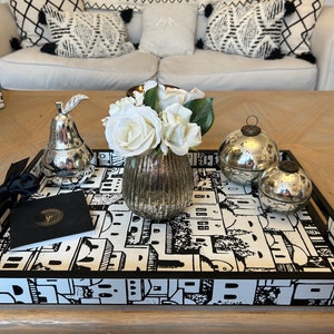 Princess Carolina - Decoupage Tray, handmade solid wooden serving tray, coffee table tray, ottomans tray, footstool tray