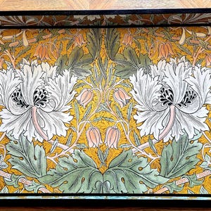 Claudette - Tray - Handmade solid wooden tray,  William Morris tray, coffee table tray, breakfast tray, dressing table tray & ottoman tray.