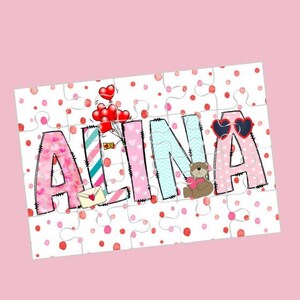 Personalized Name Valentine&#39;s Day Puzzle; Kids Valentine Puzzles; Valentine&#39;s Day presents; puzzles; Personalized puzzle; Name puzzle;