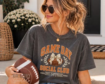 Game Day Social Club Boxy Tee | Pepper Comfort Colors Shirt | Womens Football Tee | Vintage Game Day Shirt | Football Mom Shirt