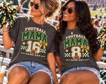Personalized Football Mama Shirt | Custom Team Color Football Mom Tee | Custom Jersey Number Shirt | Football Mama Tee | Game Day Mom Shirt