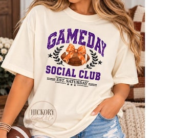 Game Day Social Club Shirt | Ivory Comfort Colors Football Tee | Vintage Game Day Shirt | Football Mom Tee | Saturday Football Shirt