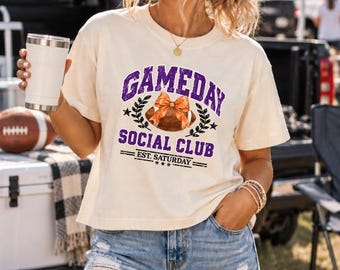 Game Day Social Club Boxy Tee | Womens Football Shirt | Comfort Colors Game Day Tee | Boxy Football Shirt | Vintage Game Day Shirt