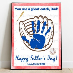 Archivos de huellas de huellas del Día del Padre de Béisbol; Gran captura; Eres un gran partido papá; Impresión personalizada del Día del Padre; Archivo descargado;