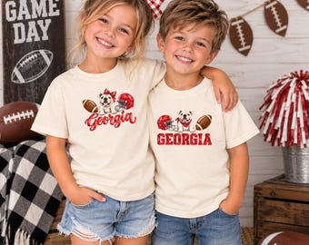 Georgia Kids Game Day Shirt, Boys & Girls Bulldog Football Tee, Georgia Youth Shirt, Red Football Kids Tee, Bulldog Game Day Shirt