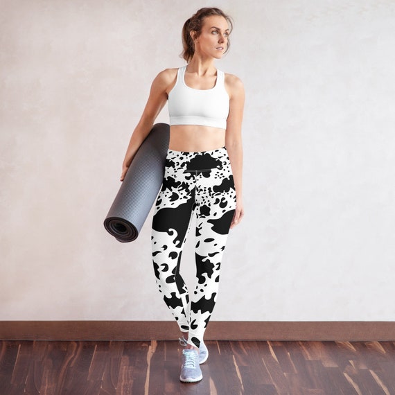 Buy Cow Print Black and White Womens Yoga Leggings Online in India