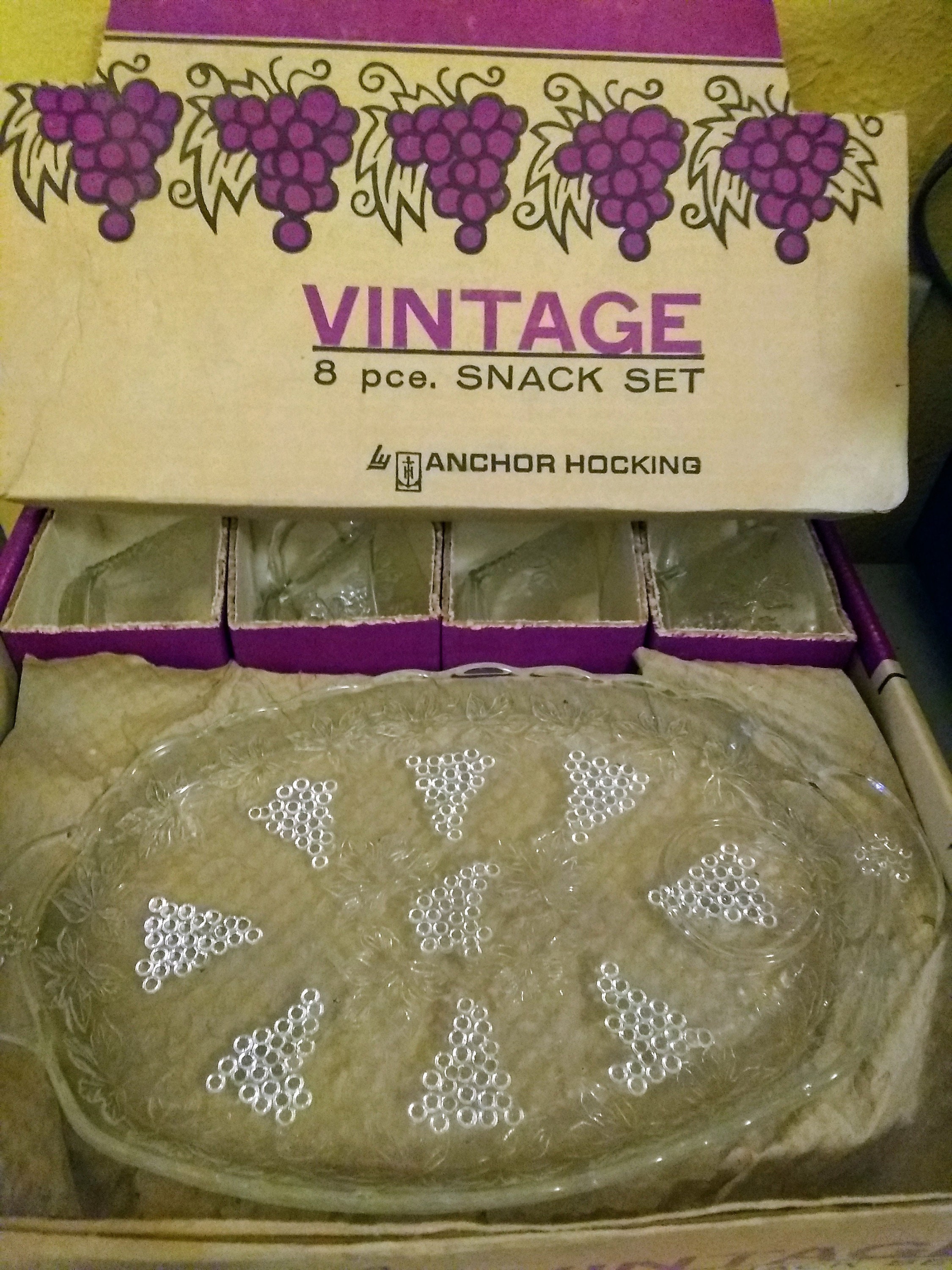 Grape Clusters Grape Leaves Lunch Plate and Cup Set of 8 pcs Etsy