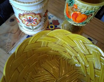 Basket weave ceramic lot USA, Japan and unmarked