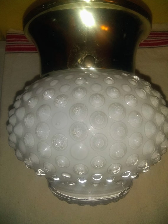 Hobnail Milk Glass Flush Mount Ceiling Light Fixture Etsy