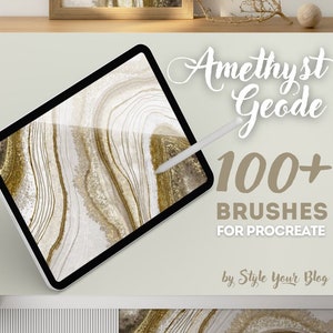 Amethyst Geode Procreate Brushes, Amethyst Geode Procreate Stamps, stone textured procreate brushes, watercolor brush, alcohol ink brush