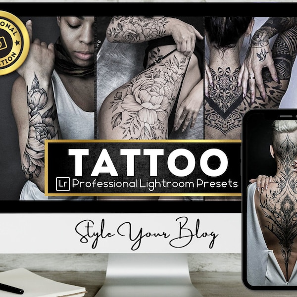 16 TATTOO artist Presets LIGHTROOM (Mobile & Desktop),tattoo body ink filter,minimal detailed preset for Instagram,monohrome preset, bodyart