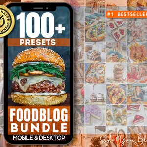 100+ FOOD PRESETS BUNDLE, Mobile & Desktop Lightroom, food blog presets, desserts preset, yummy meals preset, fast food preset, restaurant