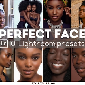 10 PERFECT FACE Presets Lightroom (Mobile & Desktop), SELFIE preset Melanin skin, black girl preset, brown blogger girl, problem skin filter
