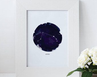 Aries constellation zodiac instant download water color print - 5x7 digital print
