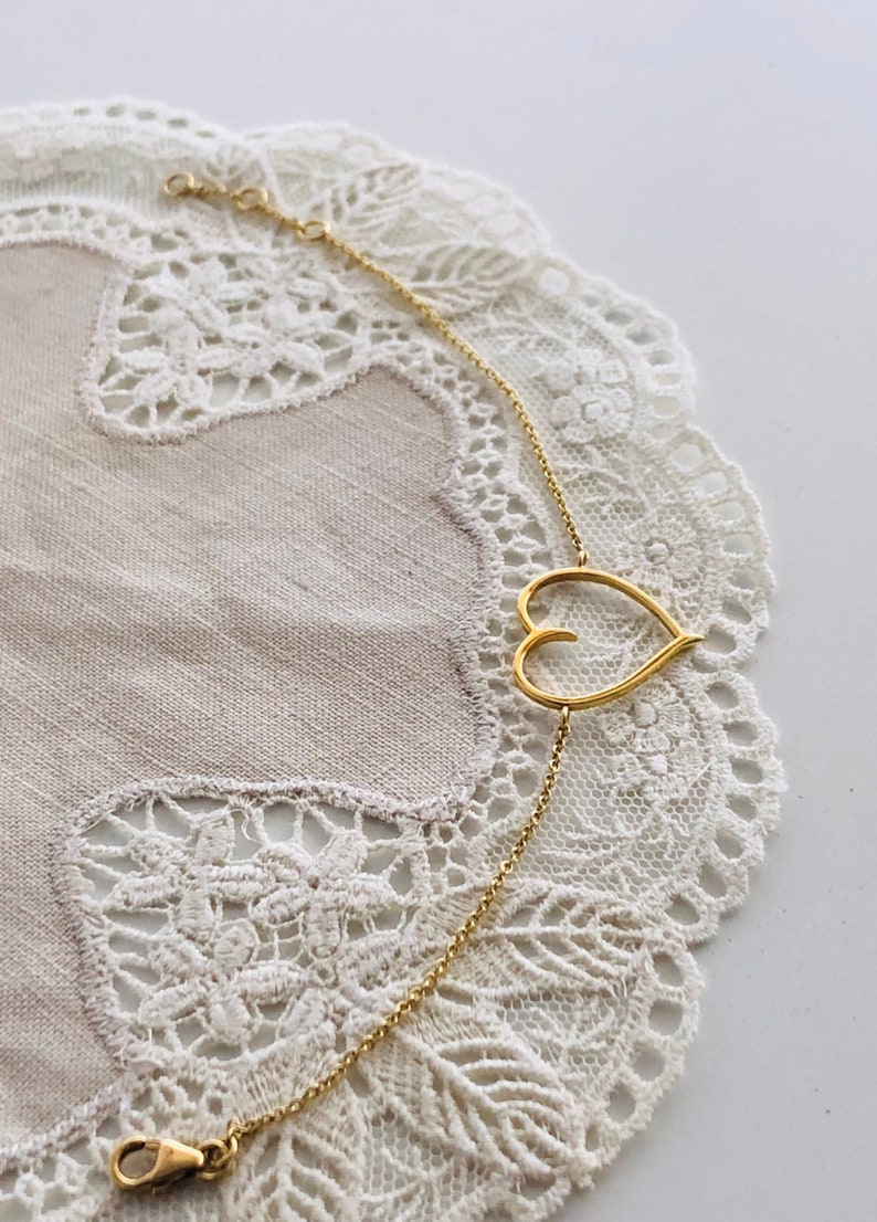 14k Gold Filled Heart Bracelet. Gold Love Heart Bracelet Etsy UK